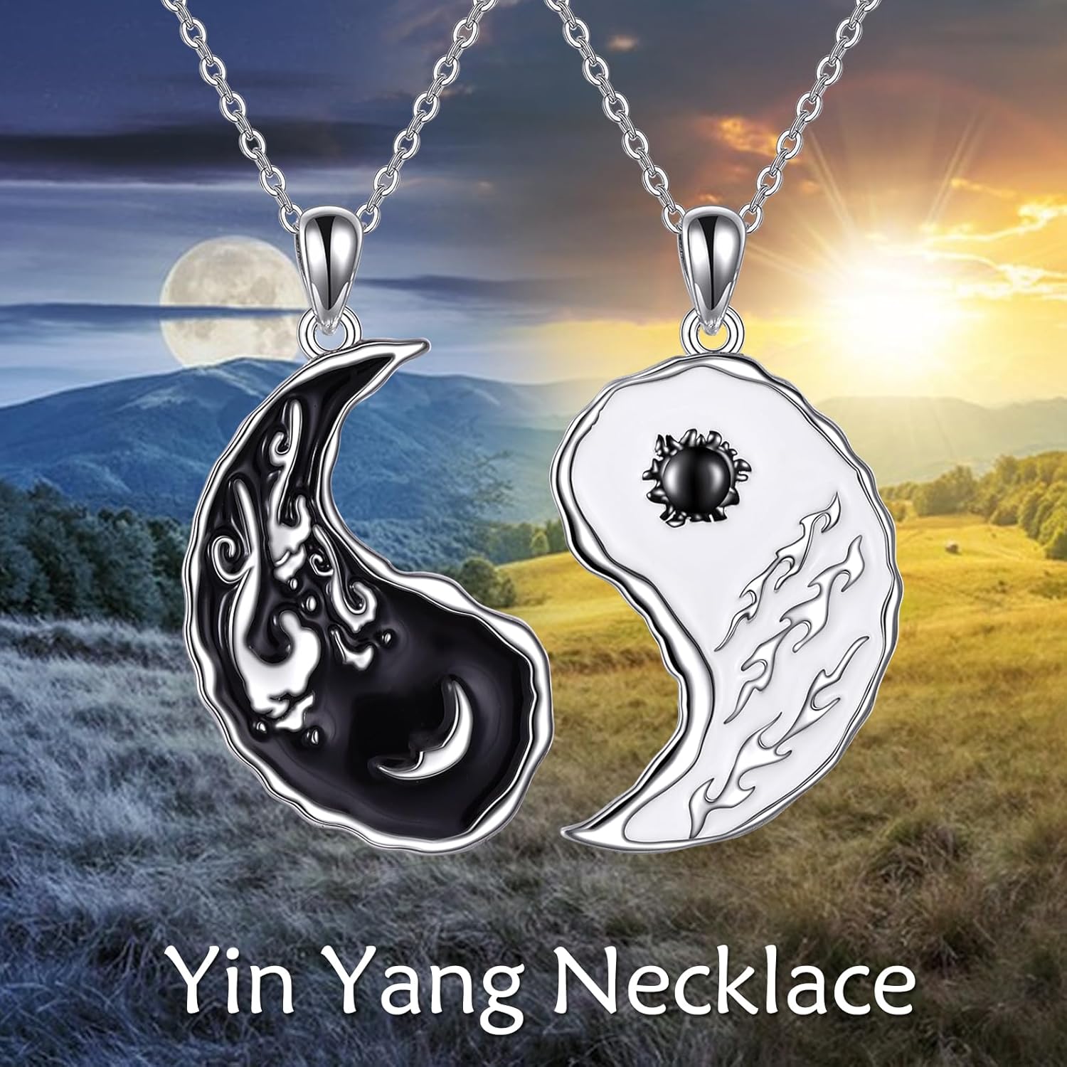 AXELUAN Yin Yang Matching Necklace Sterling Silver Sun and Moon Jewelry Gifts for Women Couple - Image 6
