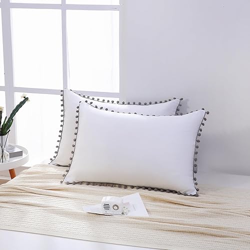 Miniatura 247 de Blue Body Pillow Cover Shabby Chic Long Pillow Case Cover Navy Blue Pom Poms Fringe Body Pillow case with Pocket Closure 20x54 inches(Body,Navy Blue)