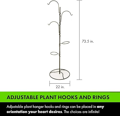 Miniatura 6 de Yard Butler YT-- Jardín colgante de árbol de 5 yardas tres ganchos de pastor para colgar plantas en exteriores o interiores dos soportes circulares