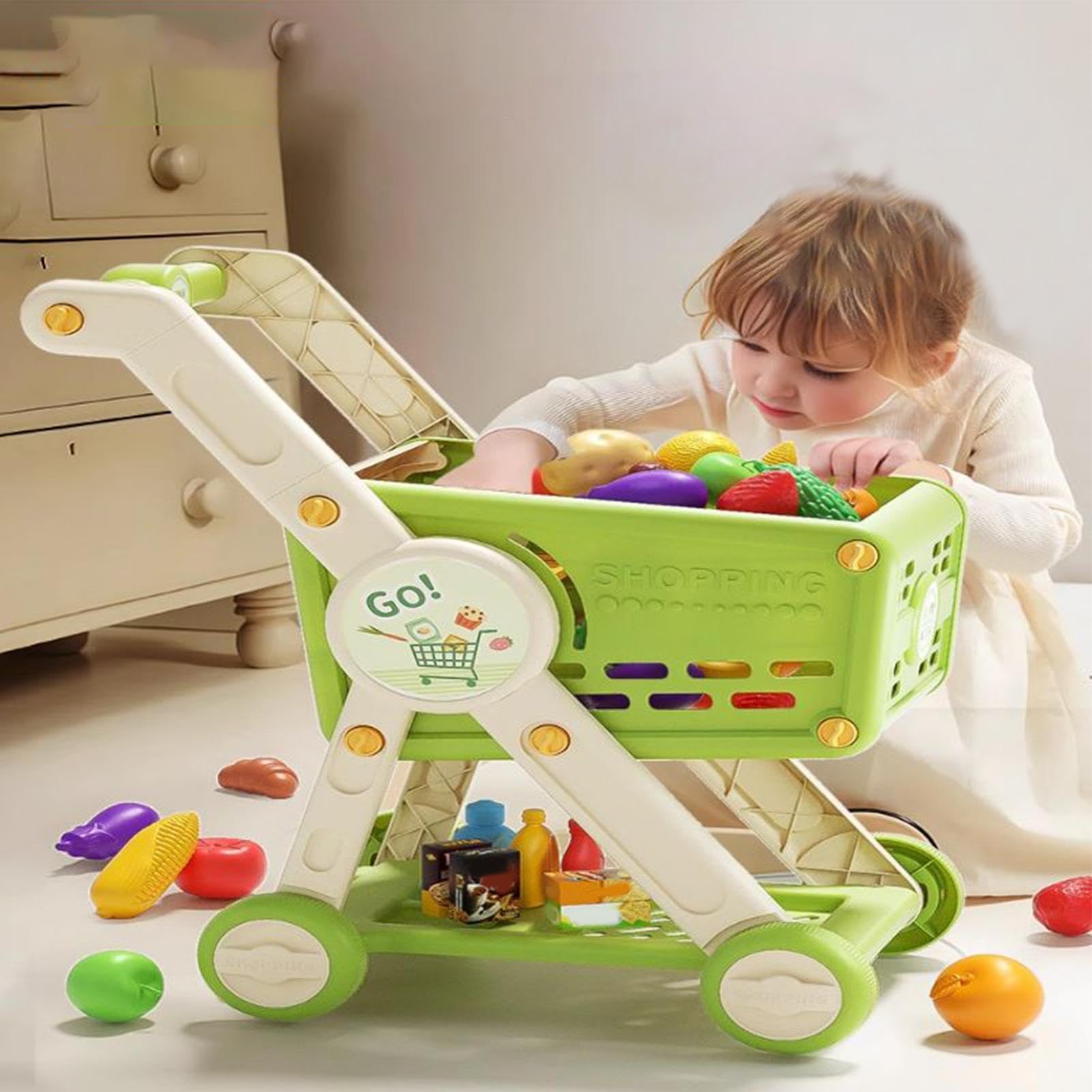 Carrello Della Spesa Giocattolo Carrello Con Set Alimenti Cucina Bimbi | Cucina Bambini Role Play 1 3 Anni Bambine Casa Delle Bambole