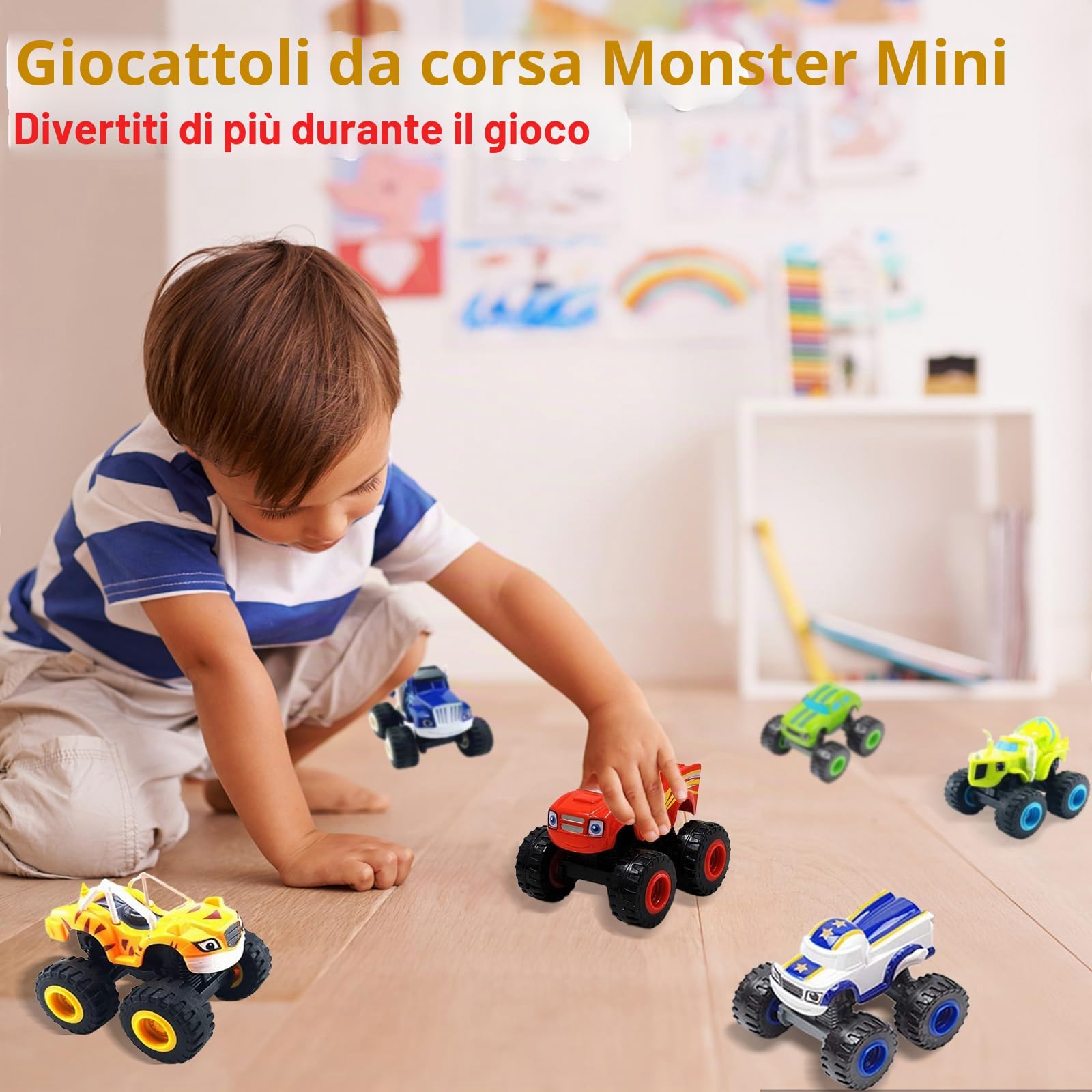 BEYOND MS 6 Pack e i mostri macchinari, Trucks Giocattoli per bambini Compleanno Camion Giocattoli Set Natale Truck Giocattolo Regalo per ragazzi e ragazze