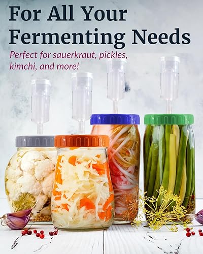 Miniatura 5 de Tapas de fermentación para tarros de masón, kit de fermentación perfecto para frascos Mason de boca ancha (no incluidos), haz un delicioso chucrut y