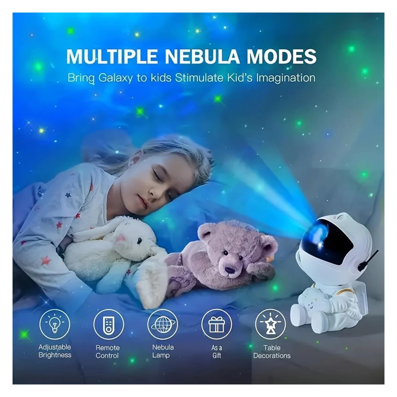 Astronauta Galaxy Projektor Lampka Nocna Lampa I Nieba HD 360° Obrót Planetarium Dla Dzieci Sypialnia StwóRz Atmosferę