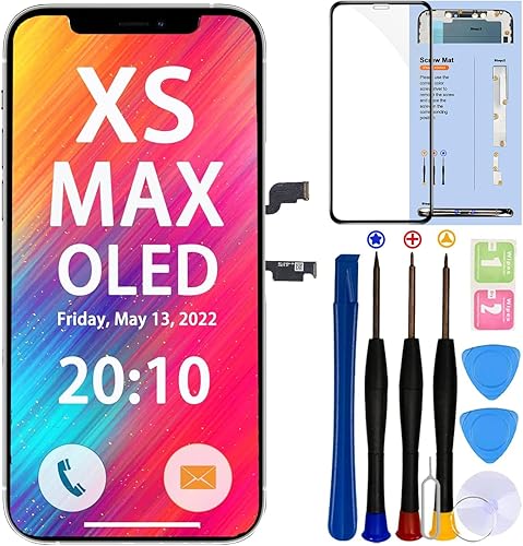 para iPhone XS MAX Reemplazo de pantalla OLED, pantalla táctil 3D de 6.5 pulgadas, no LCD, digitalizador con kit de herramientas de reparación,