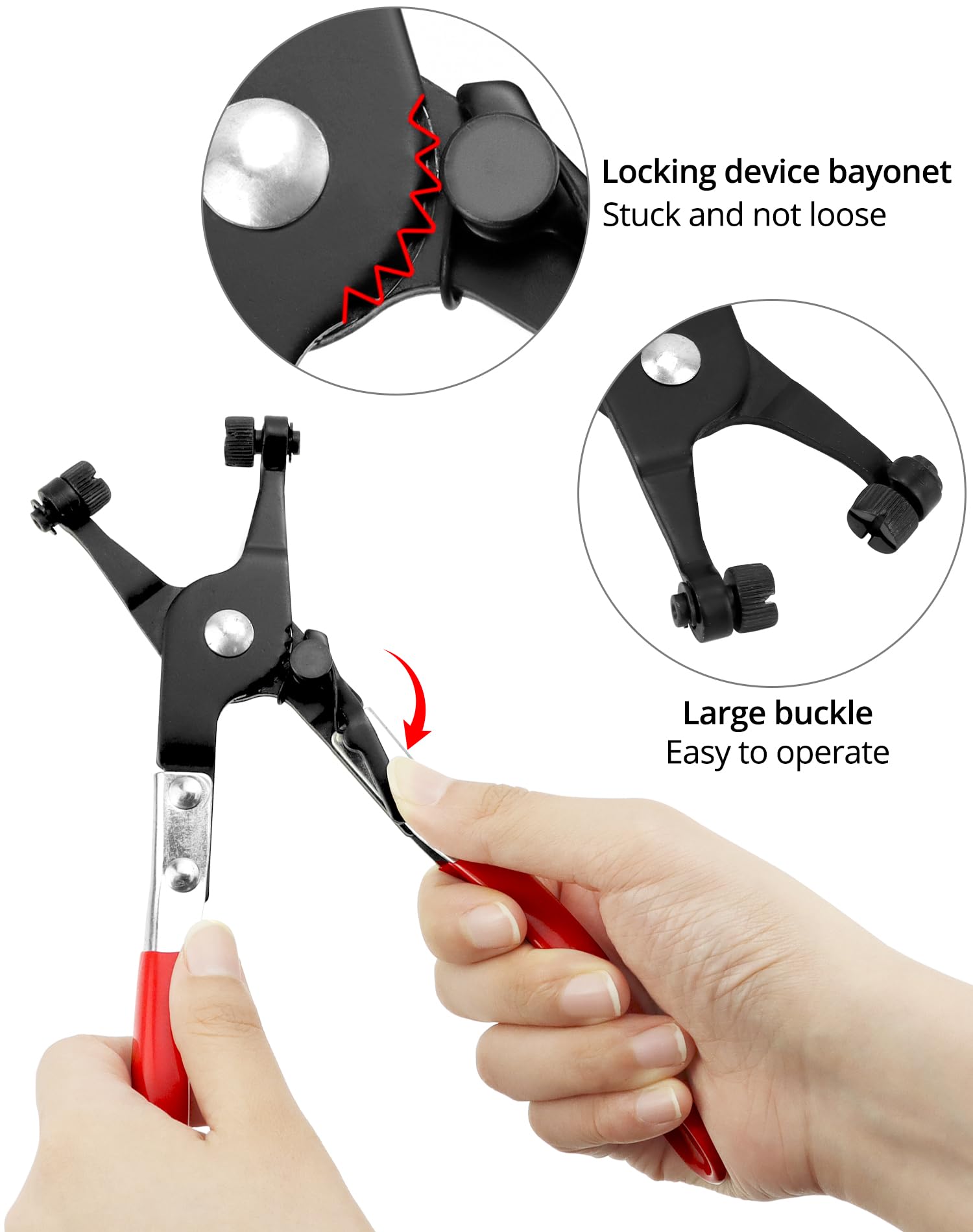 Pinza Per Fascette Stringitubo A Collo Dritto – 2 Pezzi, 650 Mm, In Acciaio Cromo-vanadio, Impugnatura Ergonomica Rossa, Per Riparazioni Auto