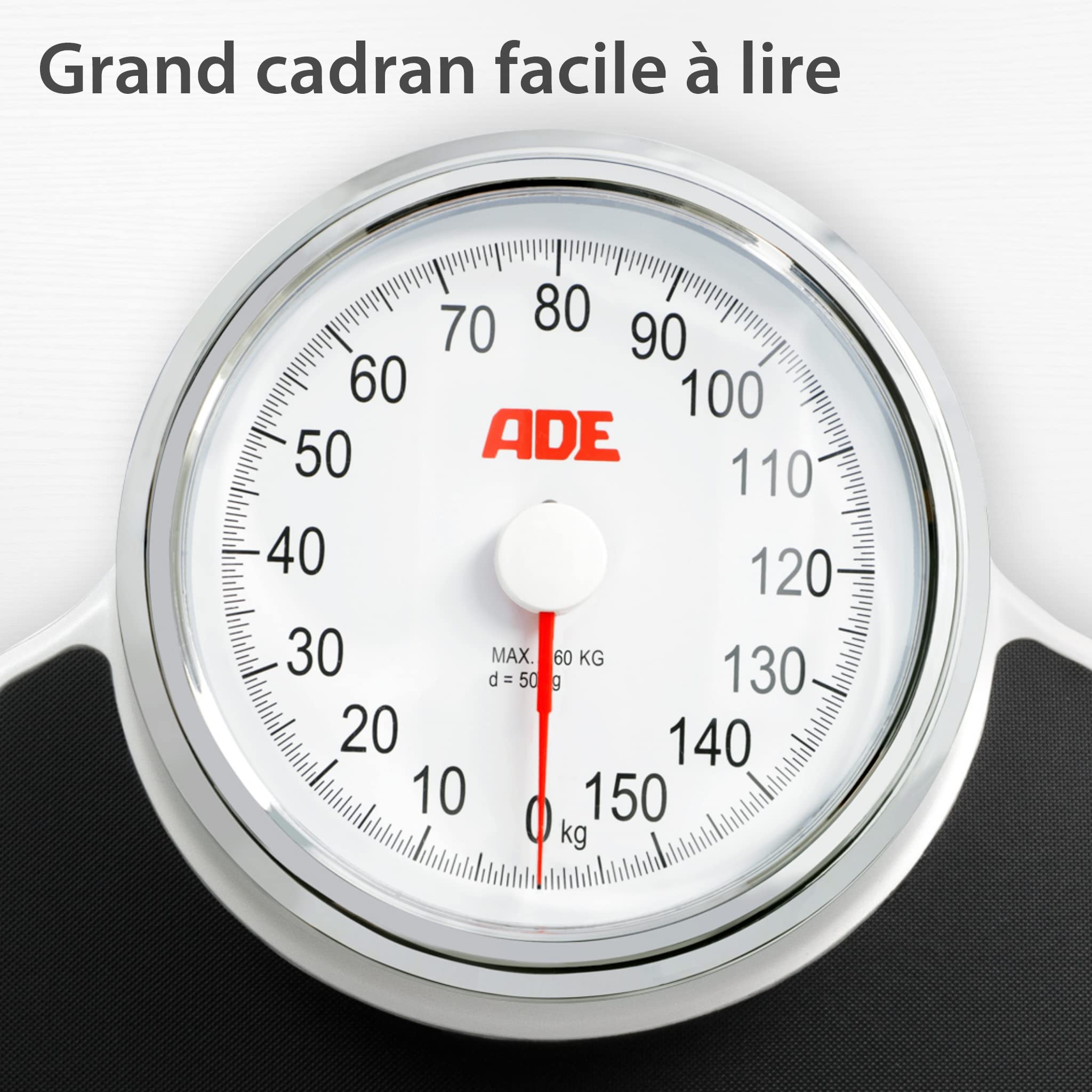 ADE Pèse-personne mécanique/analogique Clinica | XL particulièrement précis | Design classique du pèse-personne | Grande surface de pesée antidérapante | Look rétro