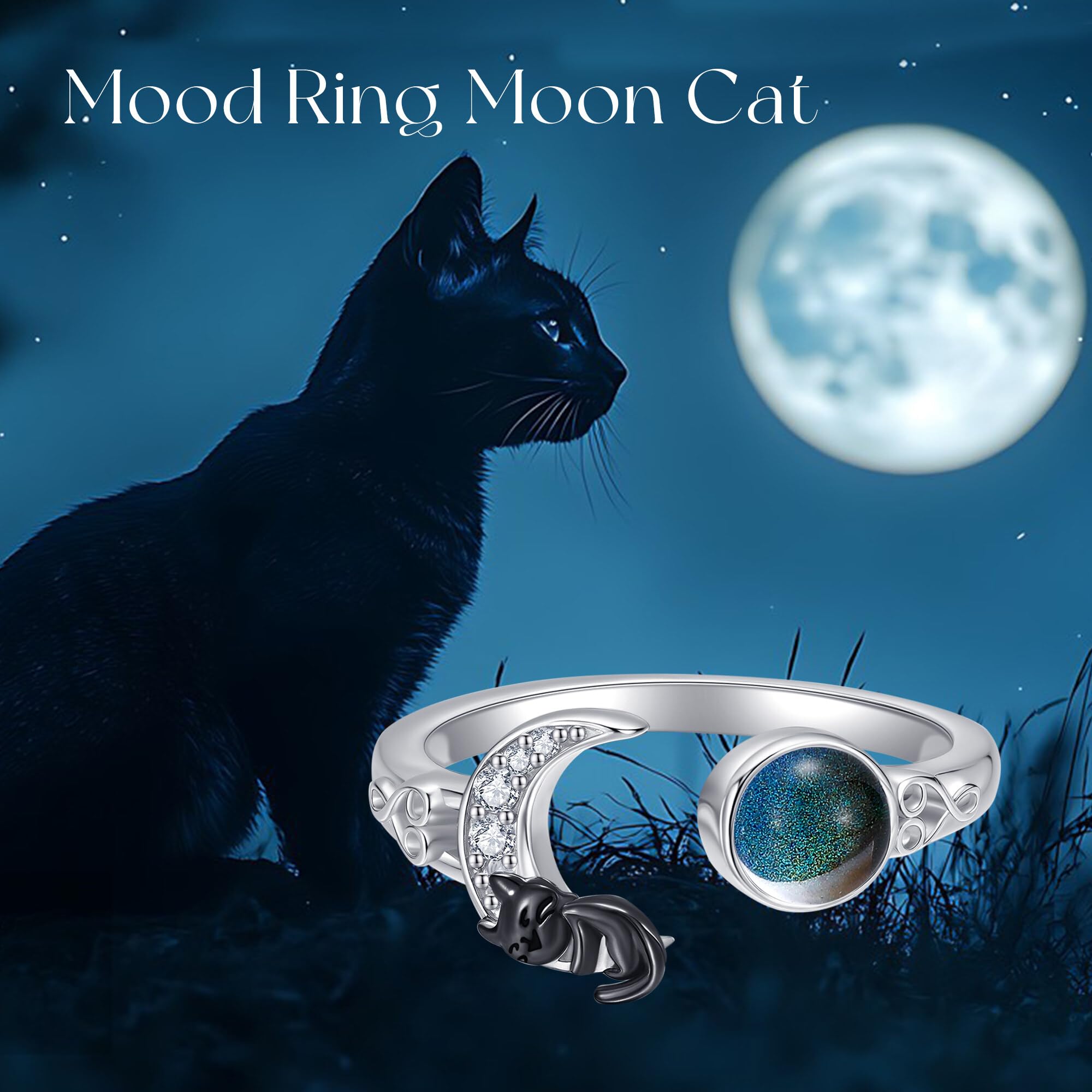 DAYLINLOVE Anillo de plata de ley 925 con diseño de perro salchicha/cuervo/montaña/tiburón/colibrí/libélula ajustable anillo abierto pulgar anillo animal joyería Navidad regalo de Navidad para mujeres