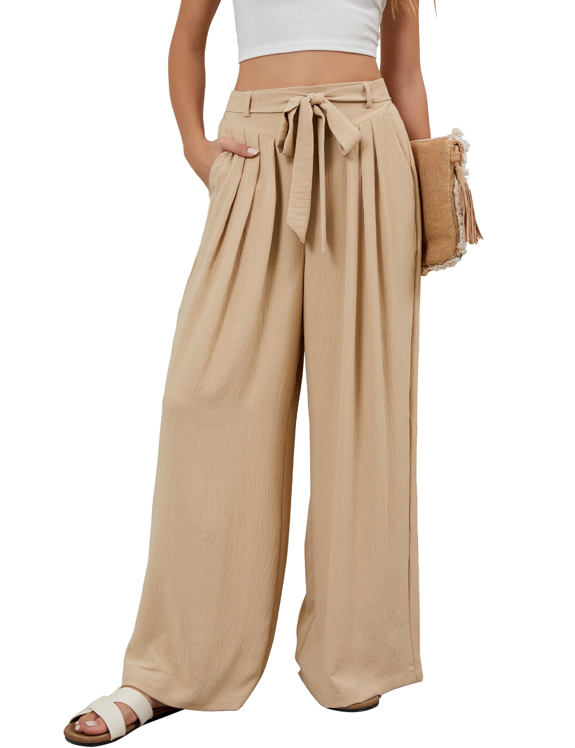 BMJL Womens Flowy Palazzo Pants High Waisted Wide Leg Trousers Summer Beach Vacation Outfit 2025