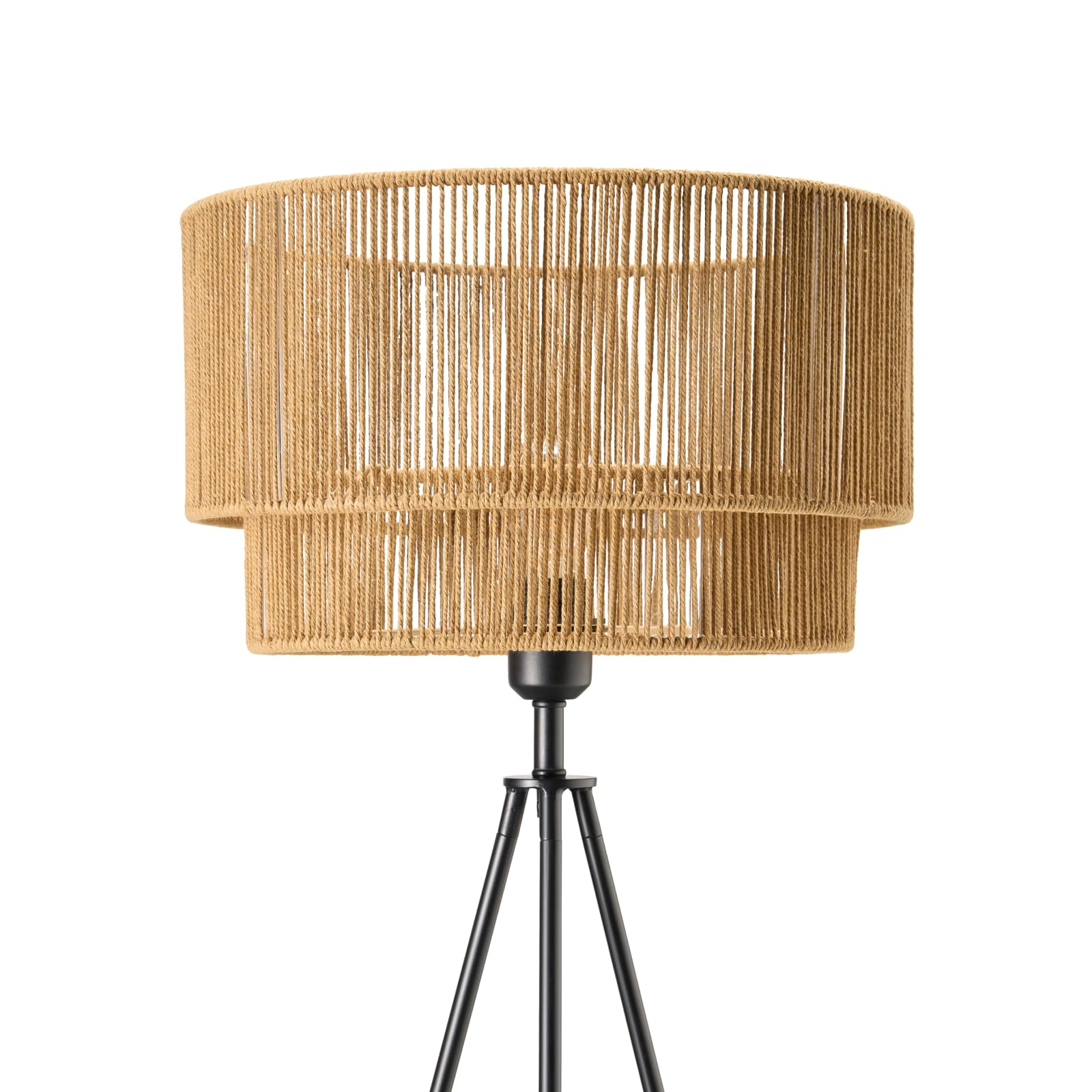 draadwerk Stehleuchte String, Doppelzylinder Lampenschirm, Baumwoll-Polyester, 150 cm Höhe, 40cm Durchmesser, Modern Skandinavisch, Natur, für Wohnzimmer, Esszimmer, Schlafzimmer