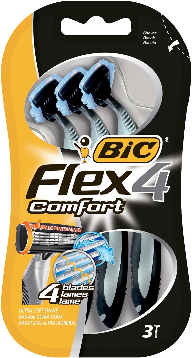 Bic Flex 4 Men Razors - Disposable Razors With Four Nano-Tech, Moveable Blades For Ultra Close Shave