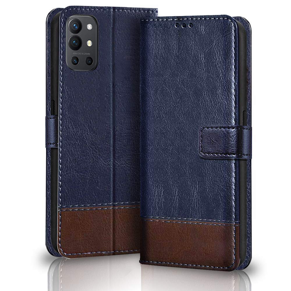 TheGiftKart Dual-Color Leather Finish Flip Back Cover for OnePlus 9R | Inside Pockets & Inbuilt Stand | Wallet Style | Magnet Closure OnePlus 9R Flip Case (Blue & Brown) (B09DKQ91Y6) Amazon Price History, Amazon Price Tracker