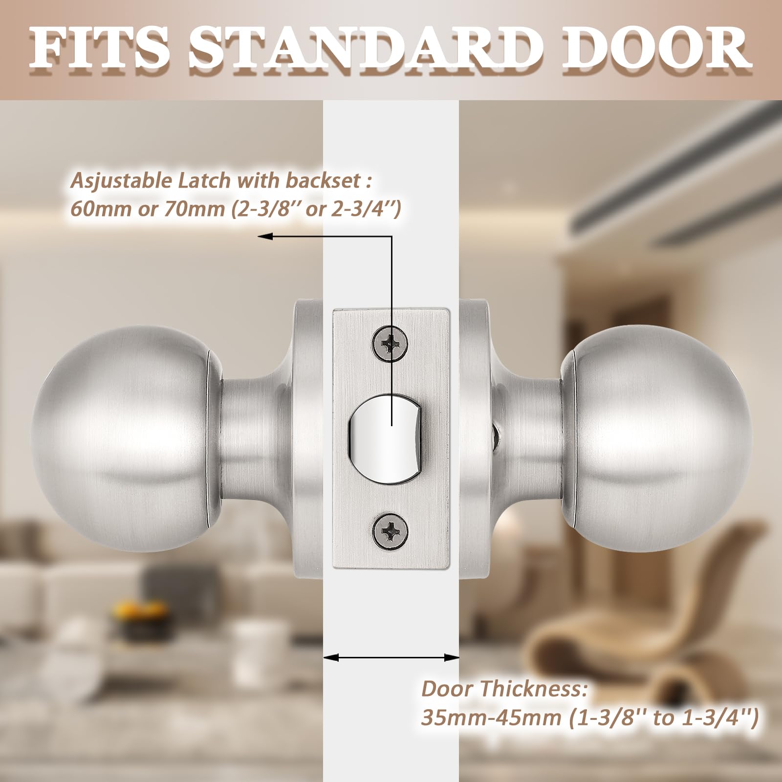 Probrico Satin Nickel Door Knobs - 10 Pack -3
