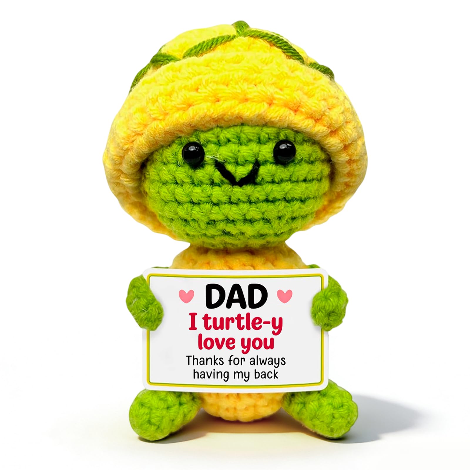 poweybshin Handmade Crochet Turtle Dad Gifts, from Son & Daughter, Cute Daddy Gifts for Birthday & Christmas, Unique Small Pocket Hug Keepsake - Dad Birthday Gifts