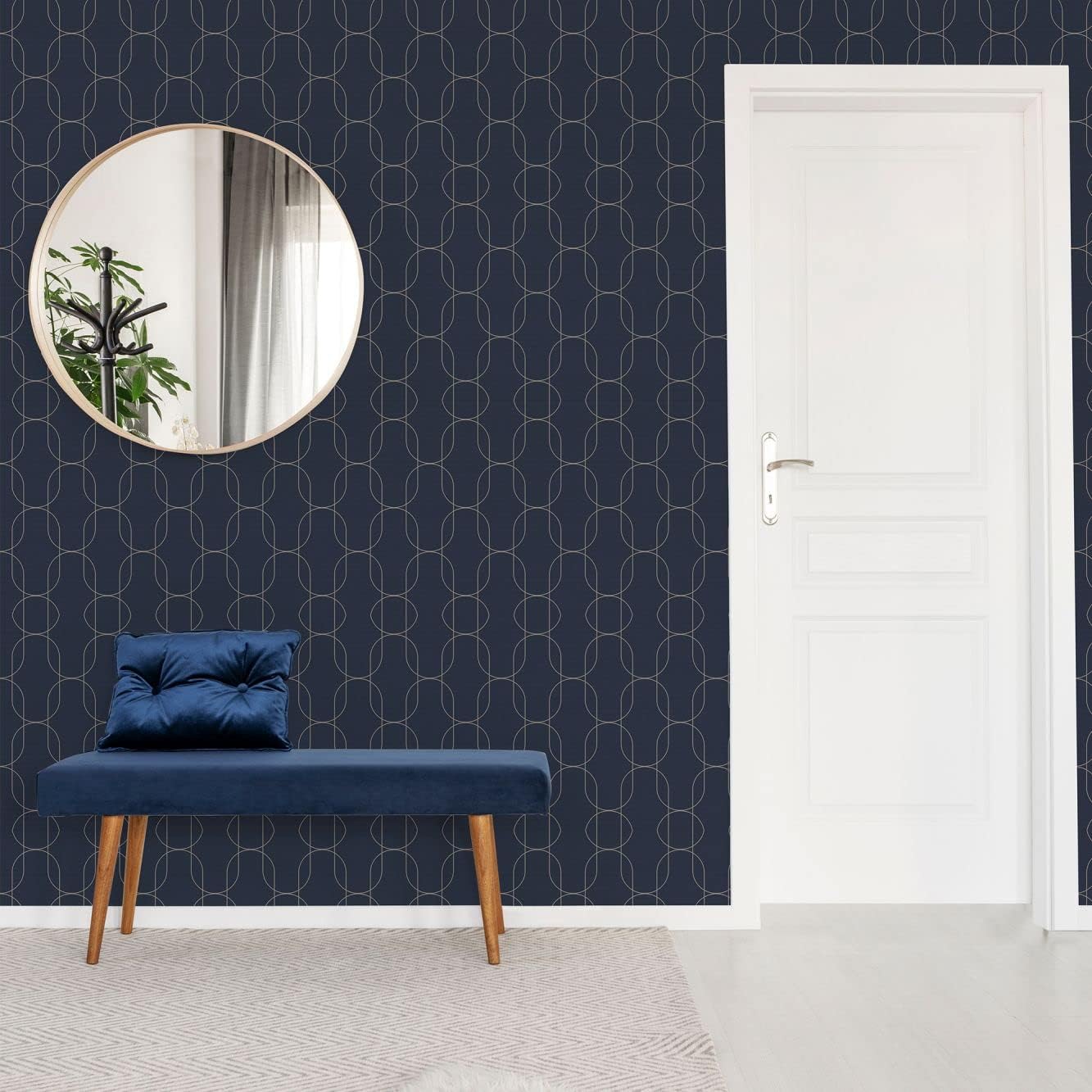 Super fresco Eternity Geometric Metallc Navy Wallpaper Amazon.co.uk