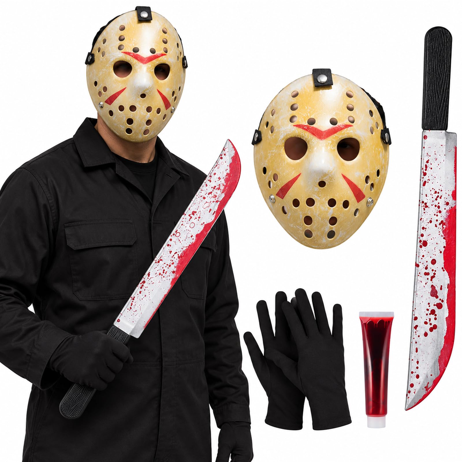 CPKONUUIP Horror Hockey Mask: Machete Prop Set with Blood