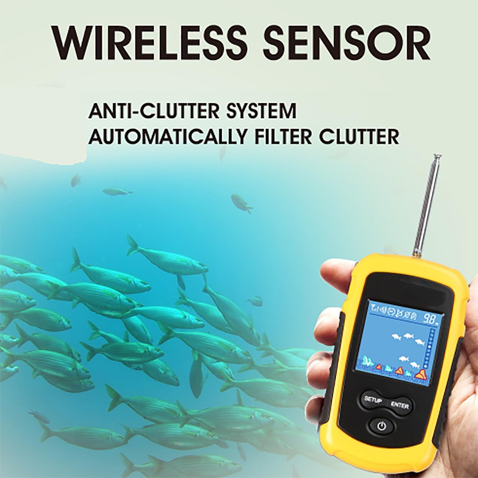 Buscador De Peces Portátil, Probador De Peces Portátil Con Pantalla LCD, Sensibilidad Ajustable, Distingue Automáticamente Los Peces Y La Profundidad De Detección De 100 Metros, Para Pesca Hielo
