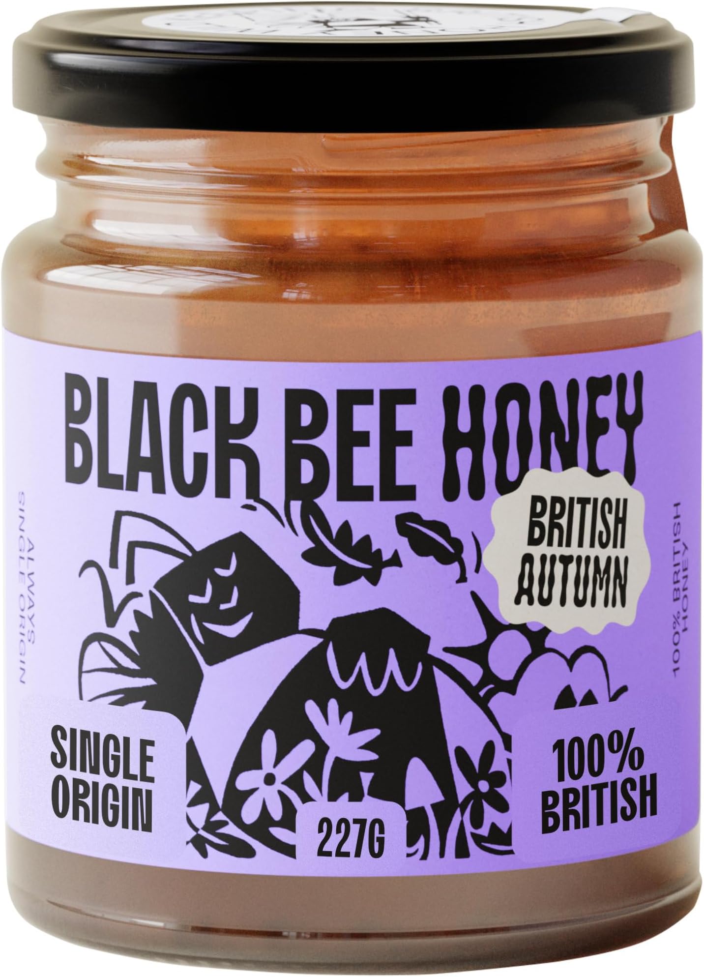 Pure British Autumn Raw Honey, Thick with Bold Aromatic Flavours, Unprocessed, Single Source from Hive to Jar, Never Blended - Delicious on Toast, Soothing in Drinks, 227g Glass Jar