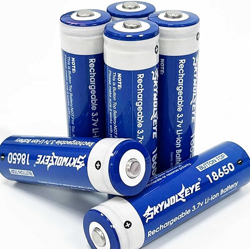 Miniatura 1 de Paquete de 6 baterías recargables de 3.7 voltios con botón superior, cargador de batería 18650, batería de litio de 4000 mAh para linternas, faros,