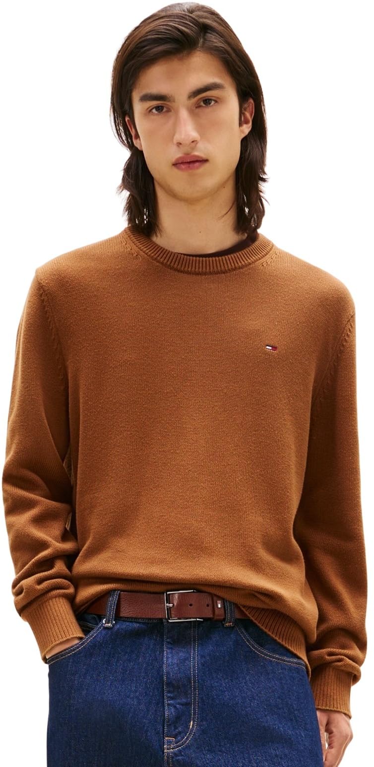 Tommy Jeans Men's TJM Slim Ess Sweater Ext Dm0Dm21787 Pullover, Beige (Coastal Taupe), XL