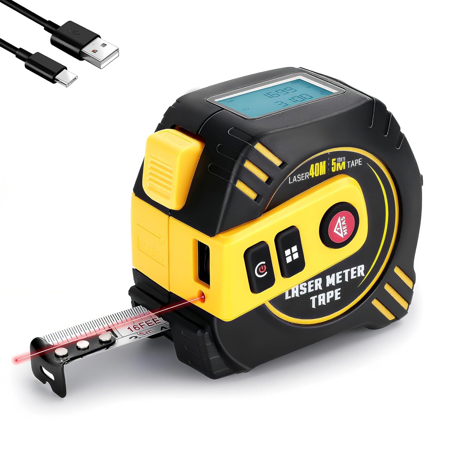 Digital Laser Tape Measure,131ft Laser Distance & 16ft Tape Measure 2 in 1 Laser Measurement Tool, Area, Volume Laser Measure for Construction DIY Woodworker-image-33
