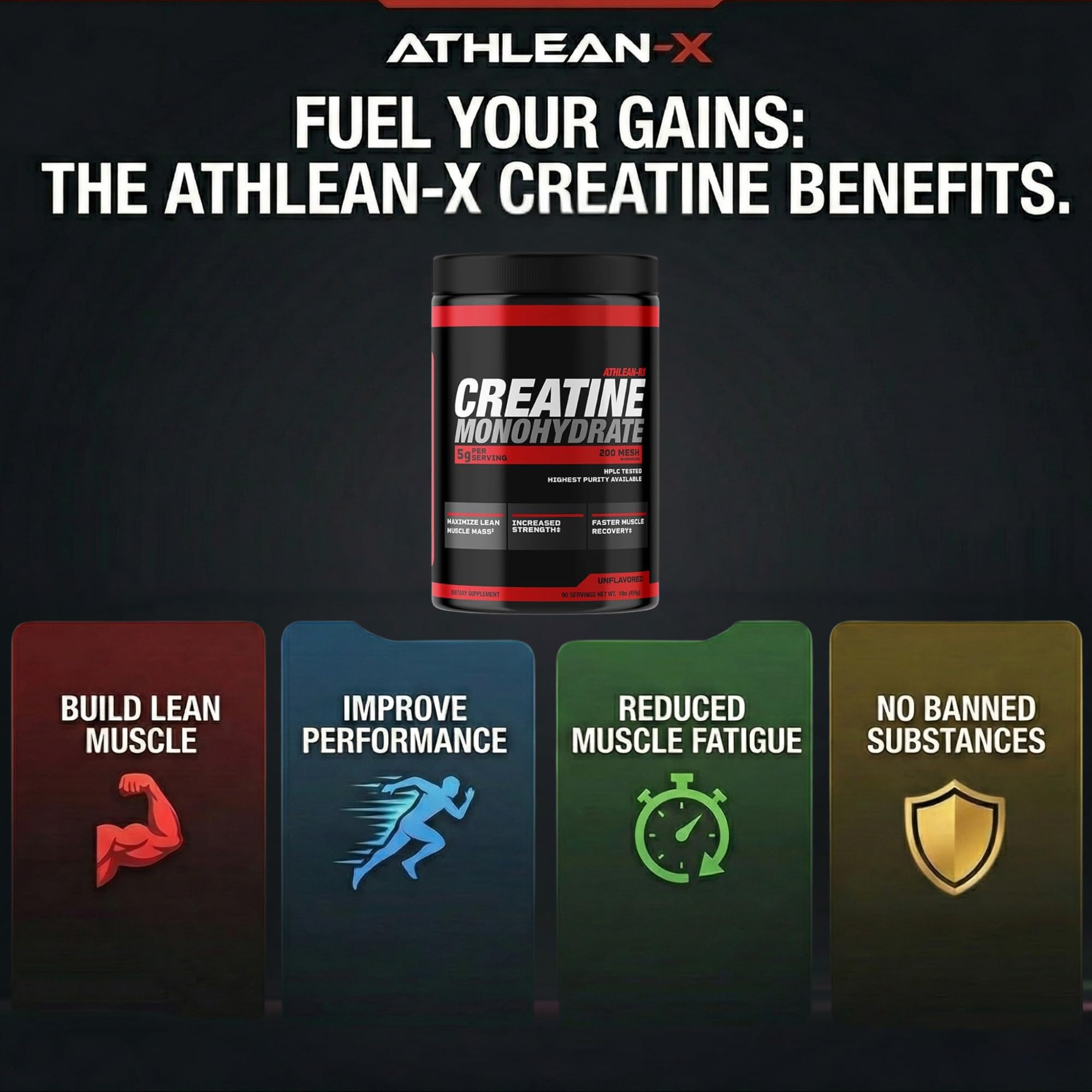 ATHLEAN-X X-CREATINE Pure Micronized Creatine Monohydrate Powder - Supports Muscle Strength, Power, and Recovery - Gluten-Free, Non-GMO, Performance Enhancing Supplement (90 Servings) — Amazon image 2