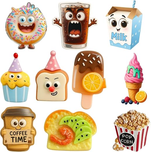 Fun Kitchen Fridge Magnet Set of 10 – Cute Decorative Magnets for Refrigerator, Whiteboard &amp; Locker – Strong Hold, Waterpr...