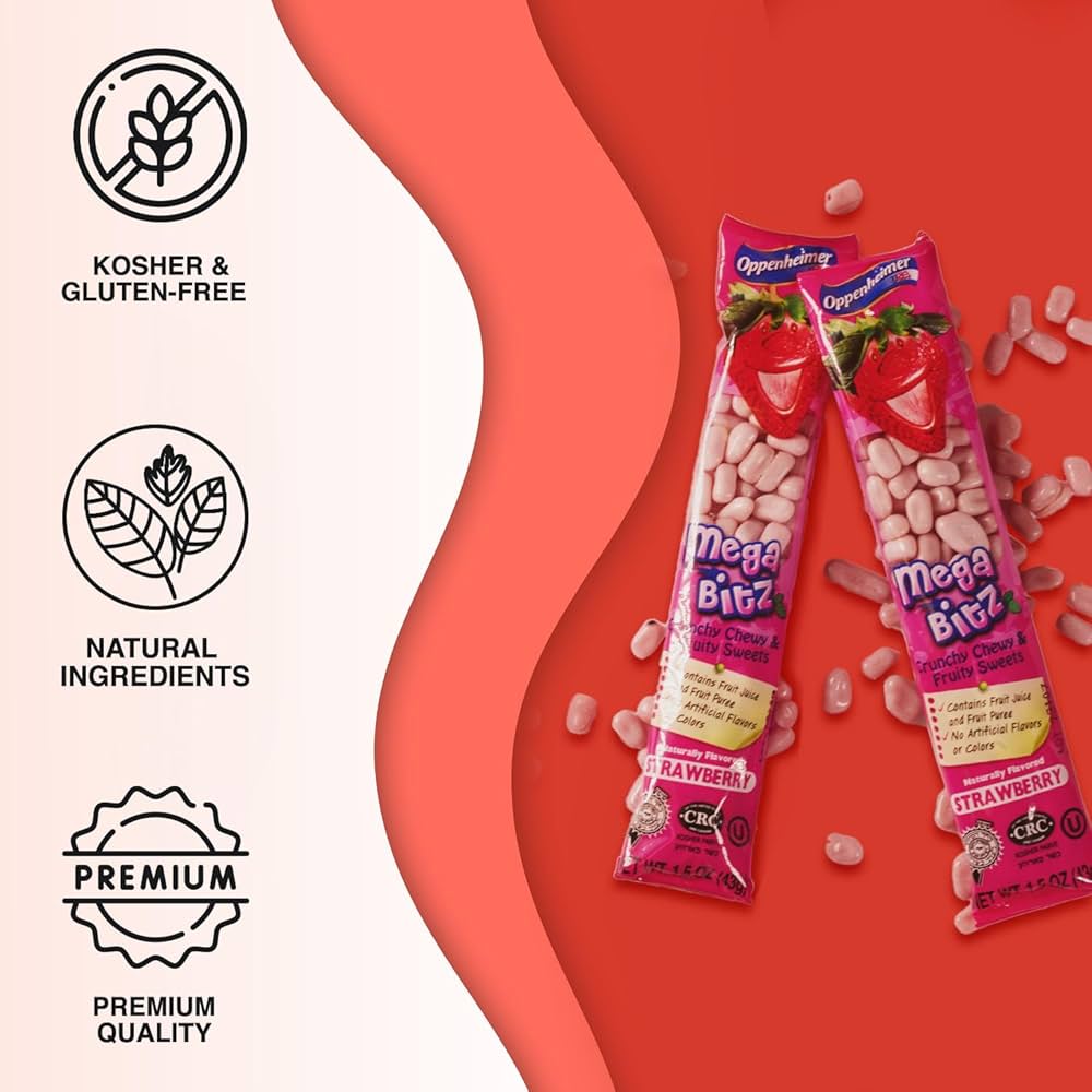 Mega Bitz Fruit Nuggets Strawberry Candy Bulk Pack for Kids