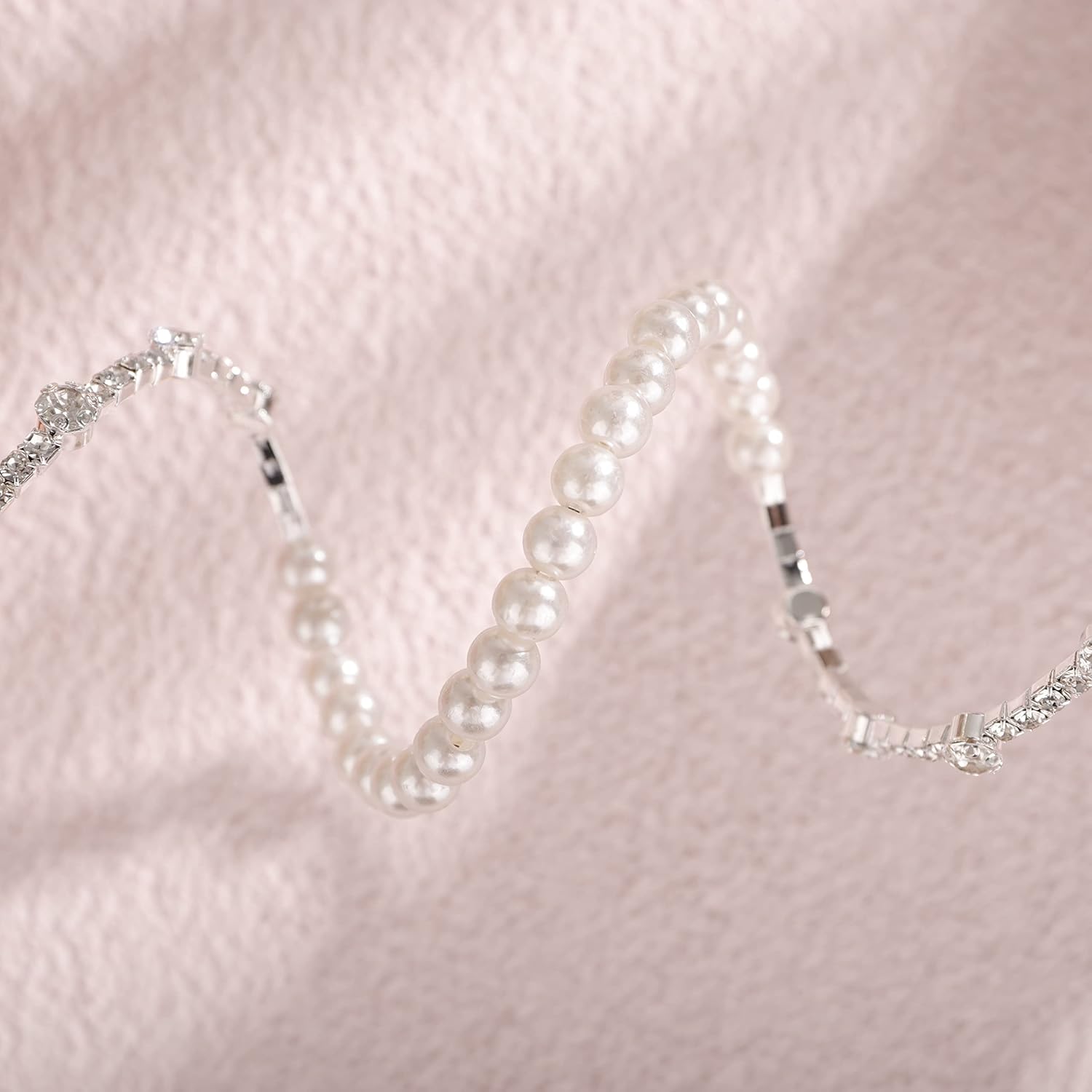 YERTTER Wedding Silver Pearl Rhinestone Multi Layered Stretch Wrap Bracelet 1920s Vintage Strand Layered Bracelet Gift for Women Brides - Image 6