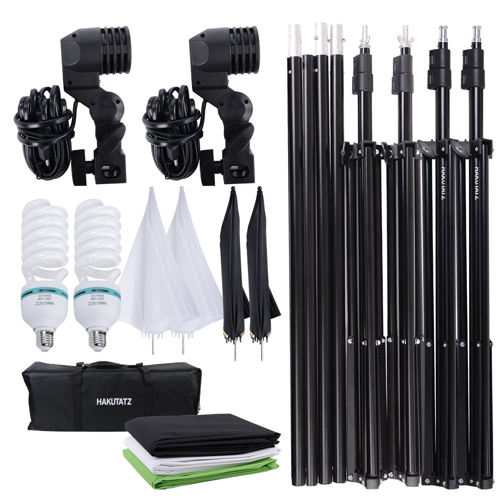 HAKUTT® Profi Photo Studio Set Studioleuchte Studio imposta Hintergrundsystem Lampenstativ Softbox Photography mit Schutztasche