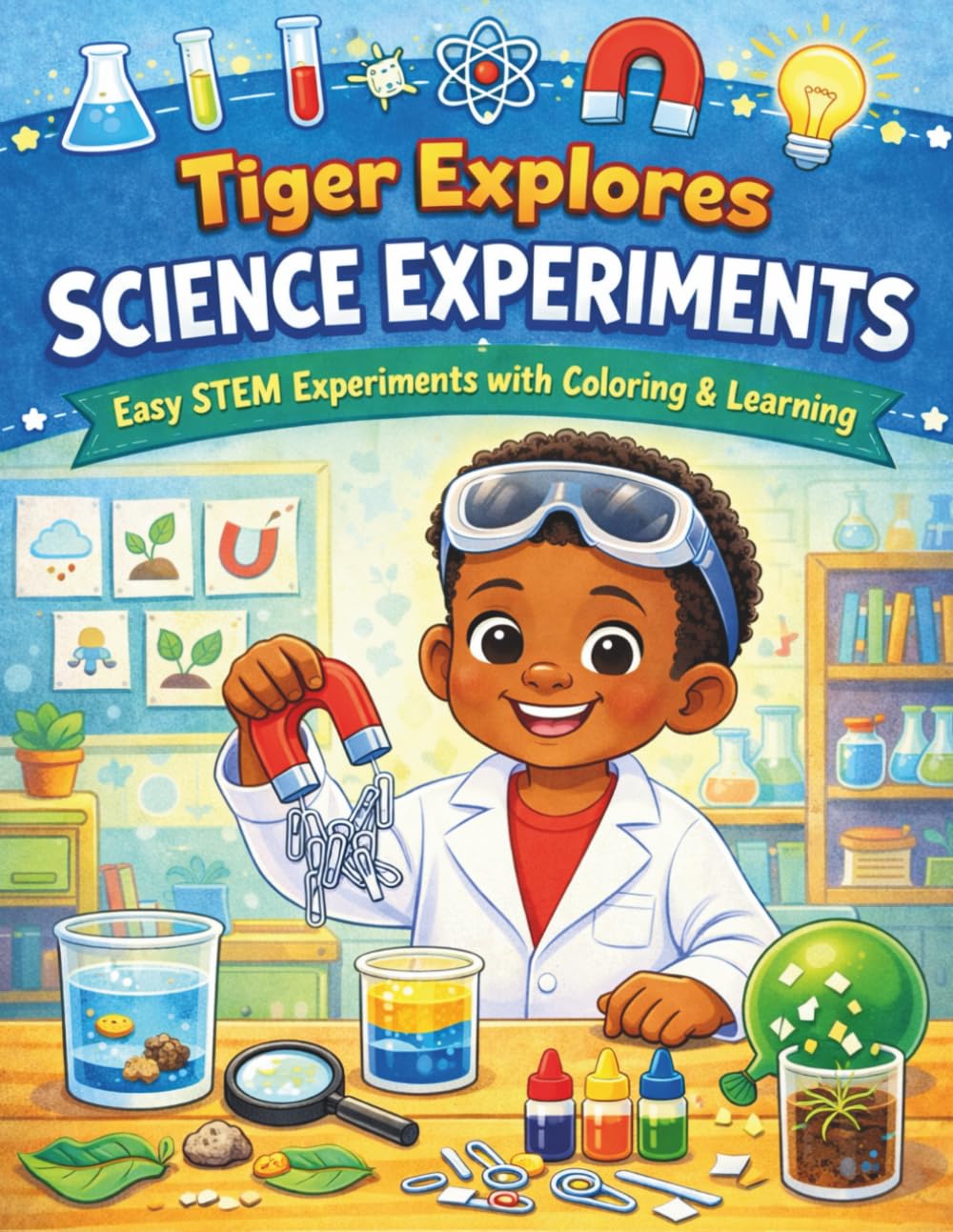 Tiger Explores Science Experiments: Easy STEM Experiments with Coloring and Learning