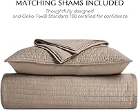 Vista 5 de EVERGRACEHOME Cotton Sateen Quilt Set Queen Size, Pre-Washed Cotton Channel Stitch Coverlet Bedspread, 3 Pieces Lightweight Soft Bedding Sets for