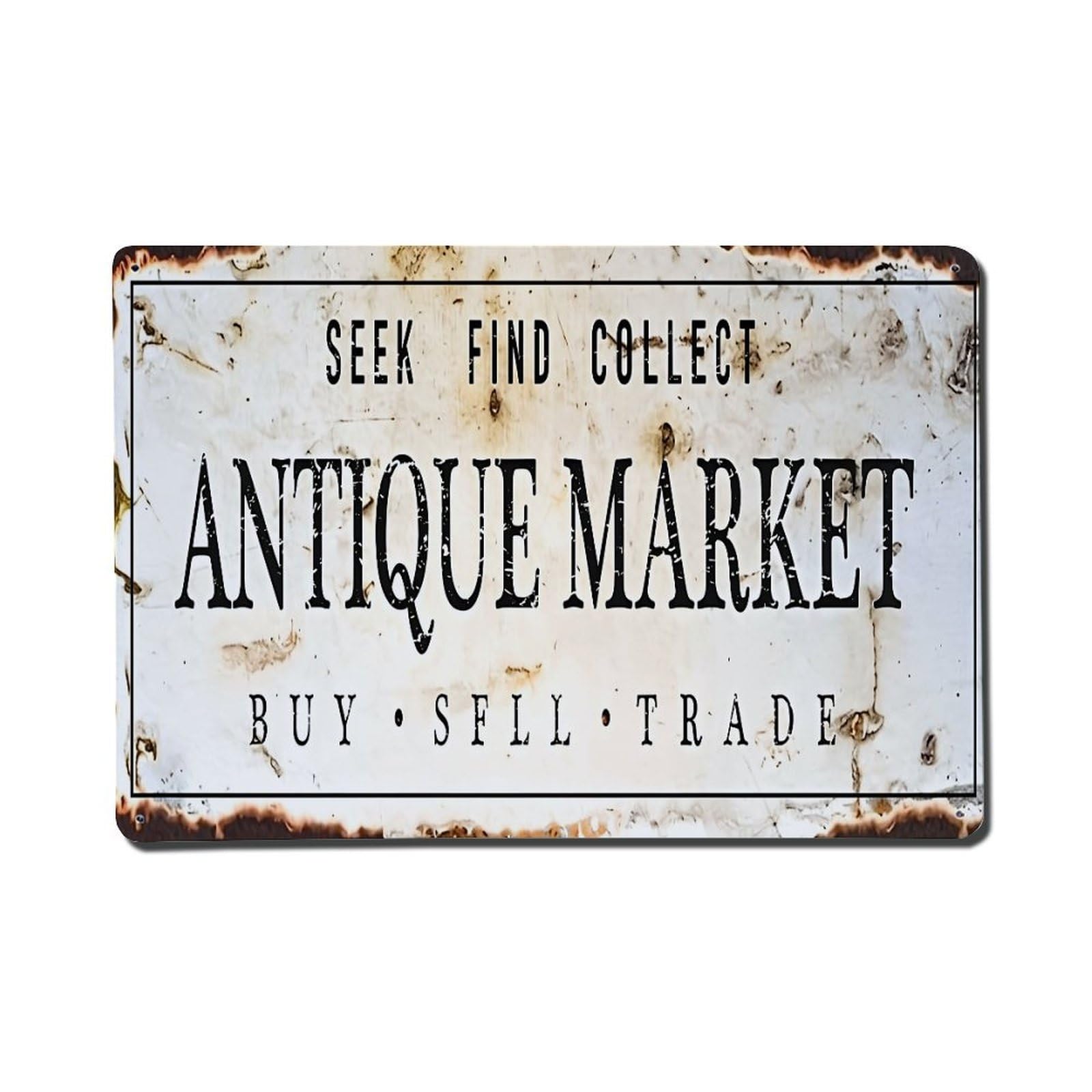 Nestemfo Vintage Antique Market Sign Pattern Print Tin Sign Metal Sign, Living Room,Bar, Home, Bedroom Wall Decor,Retro Metal Poster 8X12 Inches
