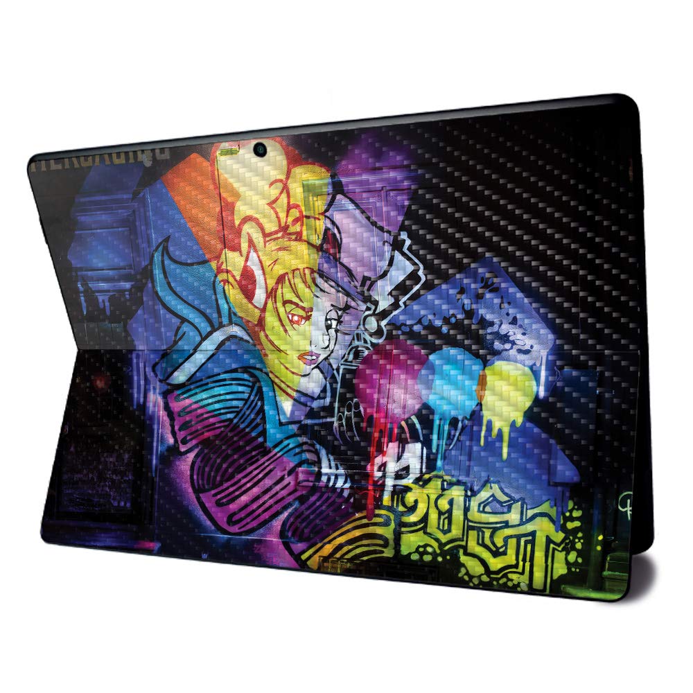 MightySkins Carbon Fiber Skin for Microsoft Surface Pro X - Midnight Mischief | Textured Carbon Fiber Finish | Easy to Apply, Remove, and Change Styles | Made in The USA