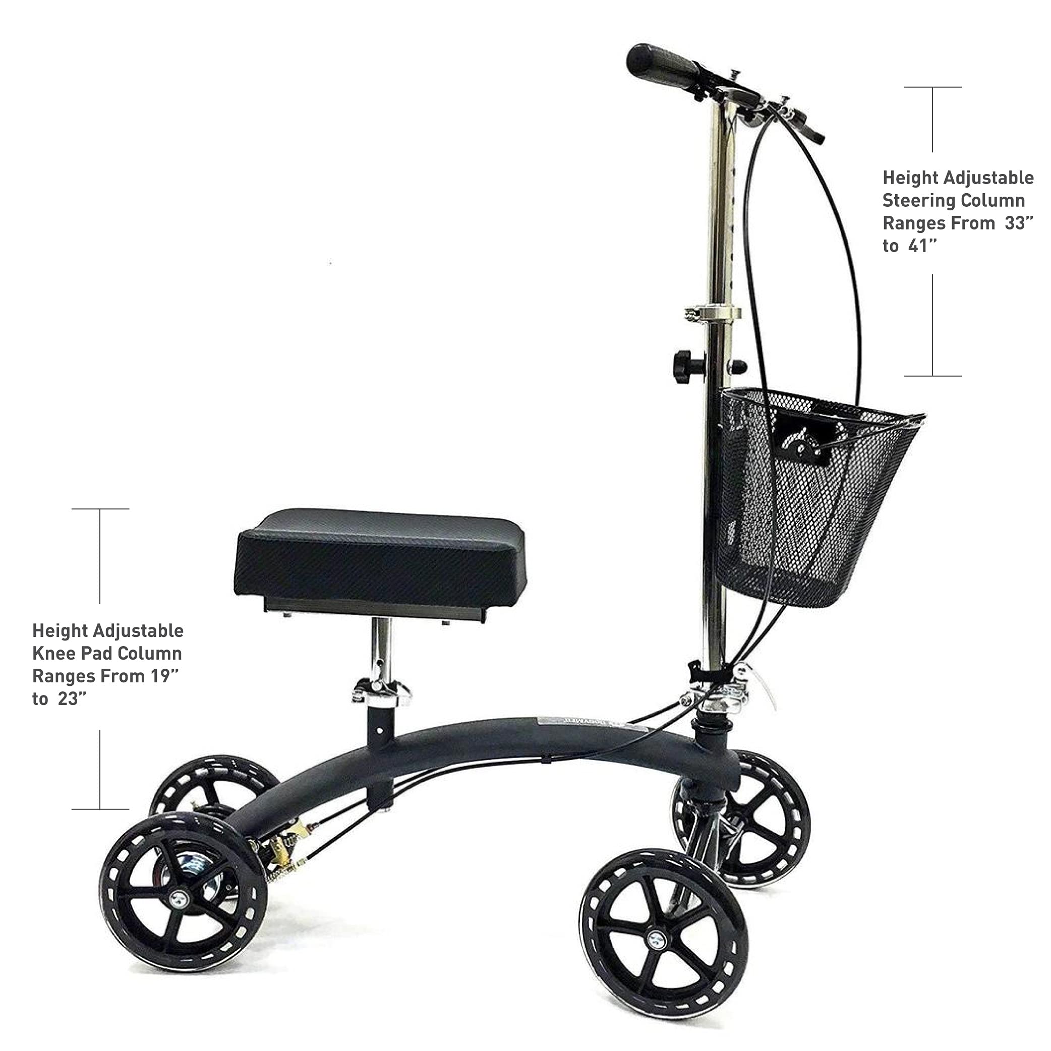 BodyMed Folding Knee Scooter with Dual Braking System and Basket Great Alternative to Crutches