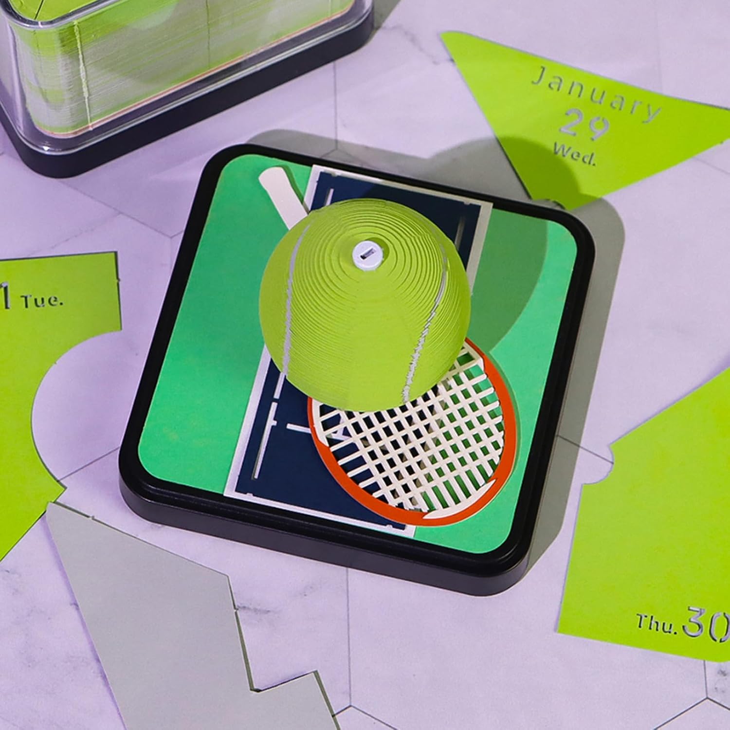 3D Memo Pad - 3D Art Calendar 2027,3D Calendar Paper Sculpture Non-stick Sticky Note Tennis 3D Notepad,Creative Desk Calendar DIY Time Piece Calendar image 2