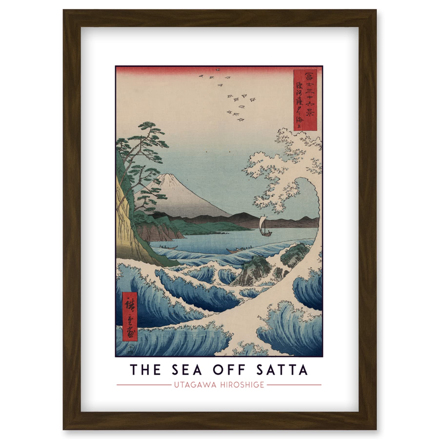 Wee Blue Coo Utagawa Hiroshige The Sea Off Satta Painting Artwork Framed Wall Art Print A4