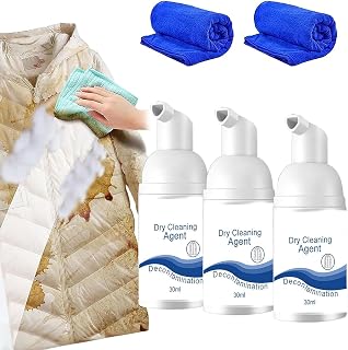 Clothing Dry Foam Cleaner, Down Dry Cleaning Foam, Leave-In Foaming Spray Stain Remover, Dry Cleaning Foam Spray for Clothes All Purpose No-Rinse Foam Cleaner for Fabrics, Down Jackets, Sofas (3 Pcs)