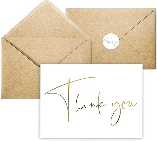Miniatura 1 de 100 tarjetas de agradecimiento con sobres y calcomanías a juego, paquete a granel, 3.75 x 5 pulgadas, diseño moderno, juego de notas de
