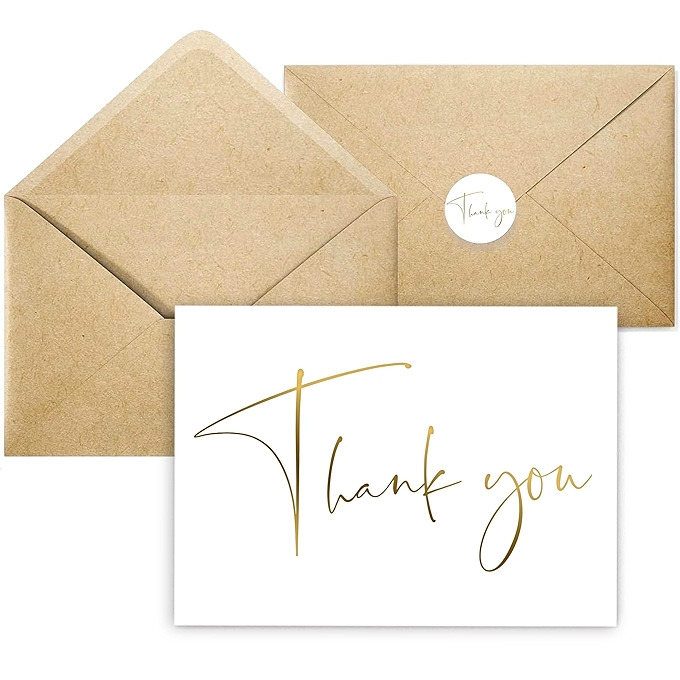 感谢卡套装（含信封）—现代简约设计，适用于婚礼、婴儿派对、小企业、毕业典礼和新娘送礼