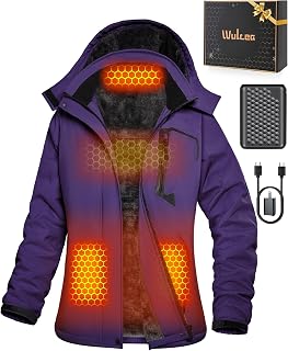 Wulcea Graphene Heated Jacket for Women Fur Lined with Large Capacity Battery Pack