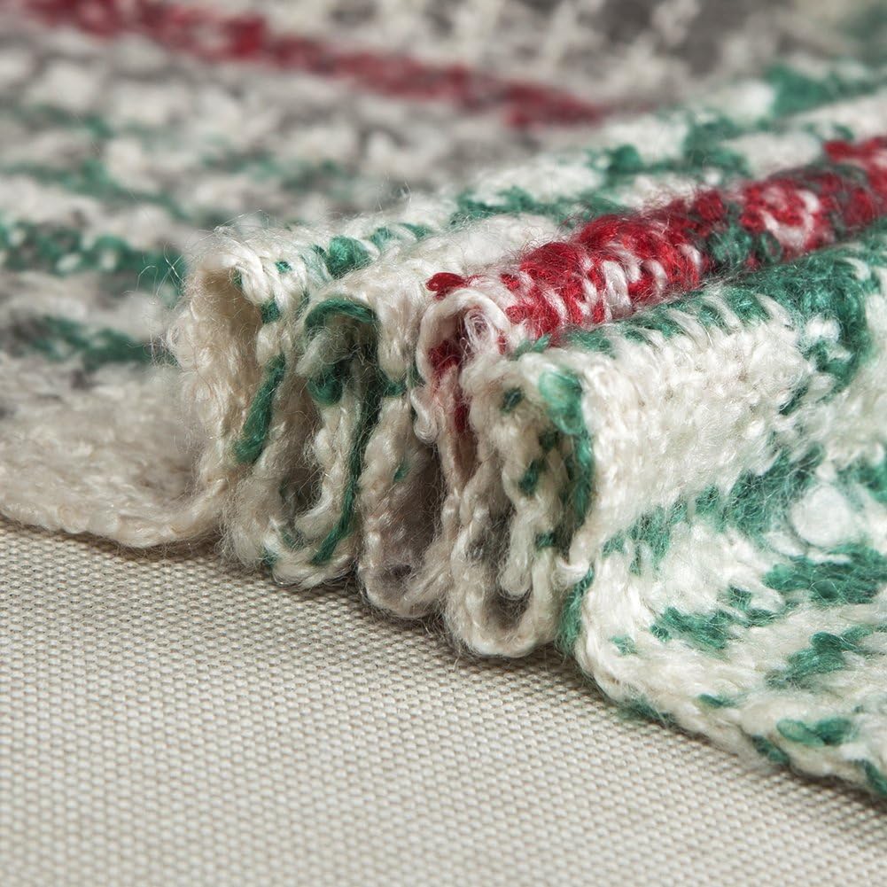 LALIFIT Christmas Home Decor Super Soft Vintage Fluffy Plaid Throw Blanket-100% Acrylic Cashmere-like- Bedspread Picnic Tailgate Stadium RV Camping Blanket with Fringe,50in W x 67in L (Green/Red) - Image 5