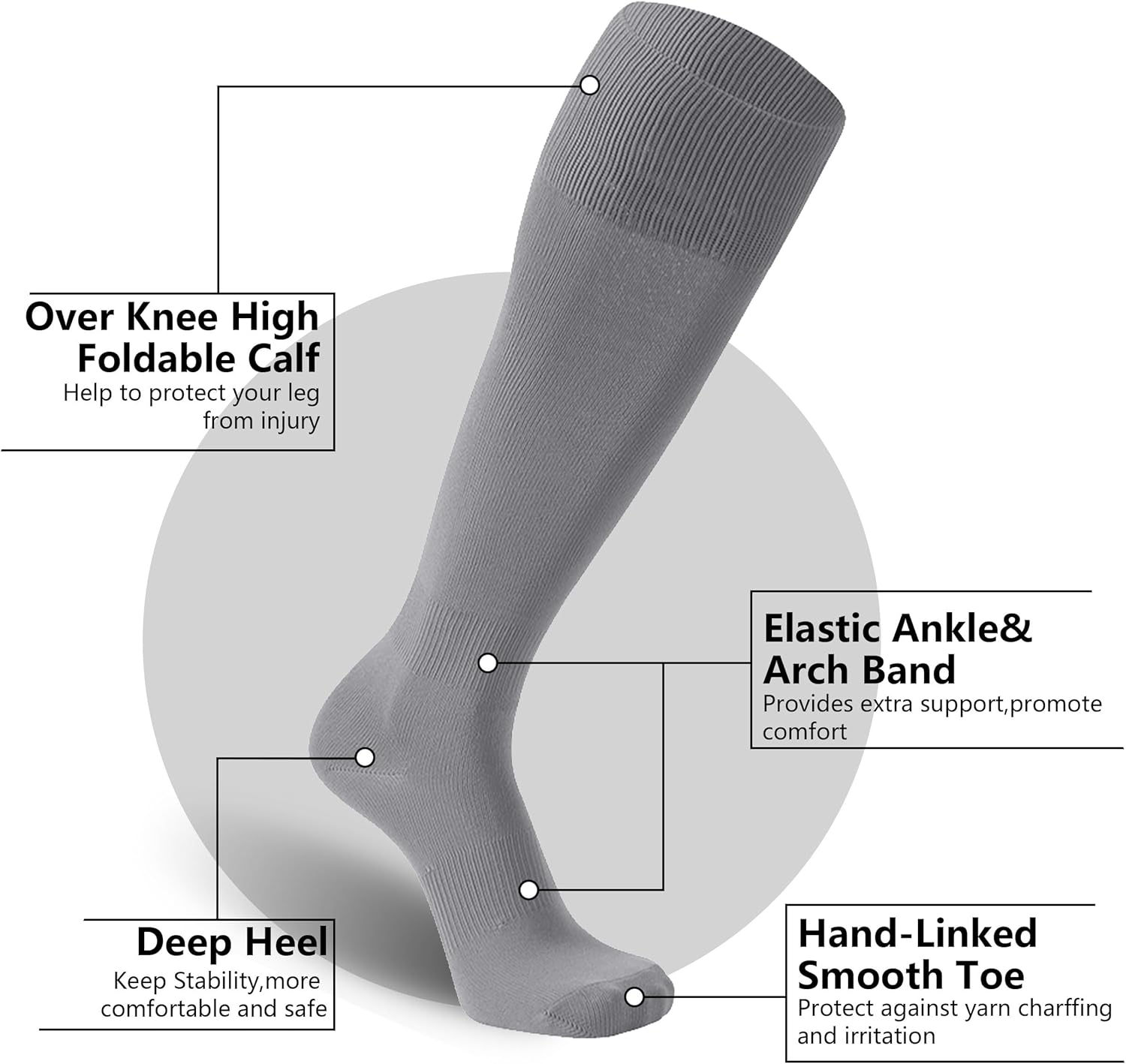 FOOTPLUS Baseball Softball Socks, Unisex Over Knee High Solid Sports Rugby Soccer Homecoming Socks - Image 4