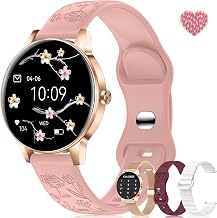 1.27'' Smart Watch for Women with Bluetooth Call (Answer/Dial), 130+ Sports Modes Activity Fitness Tracker, Heart Rate/Sleep Monitor, DIY Dial, Menstrual Cycle, Ladies Smartwatch for Android iOS, Pink