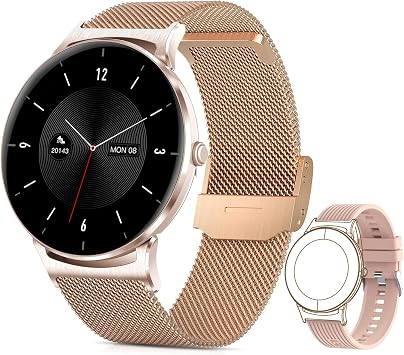 Amazon.com: Relojes inteligentes para mujer, KUMI GPS Smart Watch para  teléfonos Android e iOS, compatible con temperatura corporal 24/7, monitor  HR y SpO2, rastreador de fitness con 24 modos deportivos y pantalla