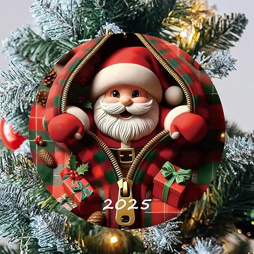 Miniatura 4 de Divertidas decoraciones de Papá Noel para árbol de Navidad 2025, adornos de Navidad 2025, estilo de vidrio pintado, único para adultos, decoraciones