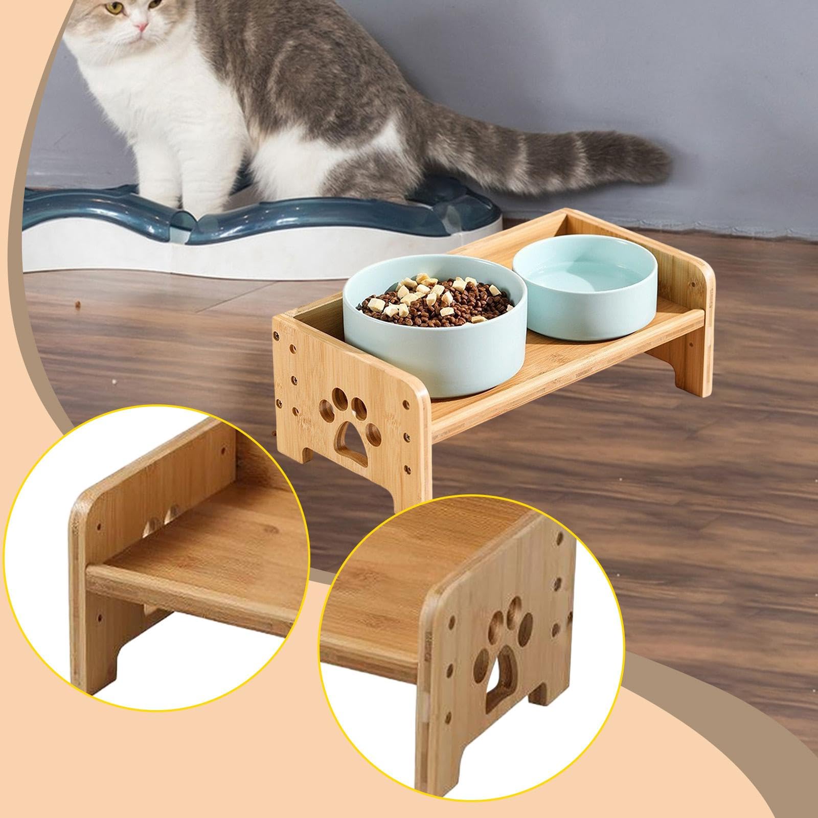 Amazon | Perfk 犬用ボウルスタンド ペットフードテーブル ボウル