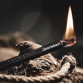 berleben | Tindr Tinder Fire Starter Kit - 3 Paraffin-Wax Hemp Wicks & Aluminum Bellow Sleeve - 60 Min Burn, Waterproof Rope Match Fire Starter - Camping Essentials