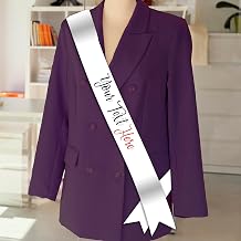 Brown Cloud Customized WHITE Satin Sash for Birthday, Anniversary, Party with Multicolour UV Printed Personalized Name, Text, Logo (Sash WHITE F4) (1 Sash)