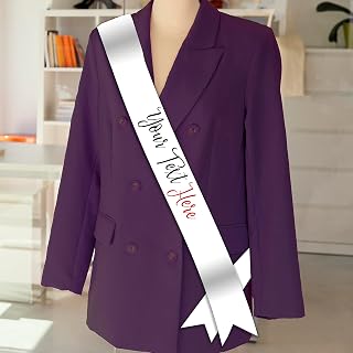Brown Cloud Customized WHITE Satin Sash for Birthday, Anniversary, Party with Multicolour UV Printed Personalized Name, Text, Logo (Sash WHITE F4) (2 Sashes)