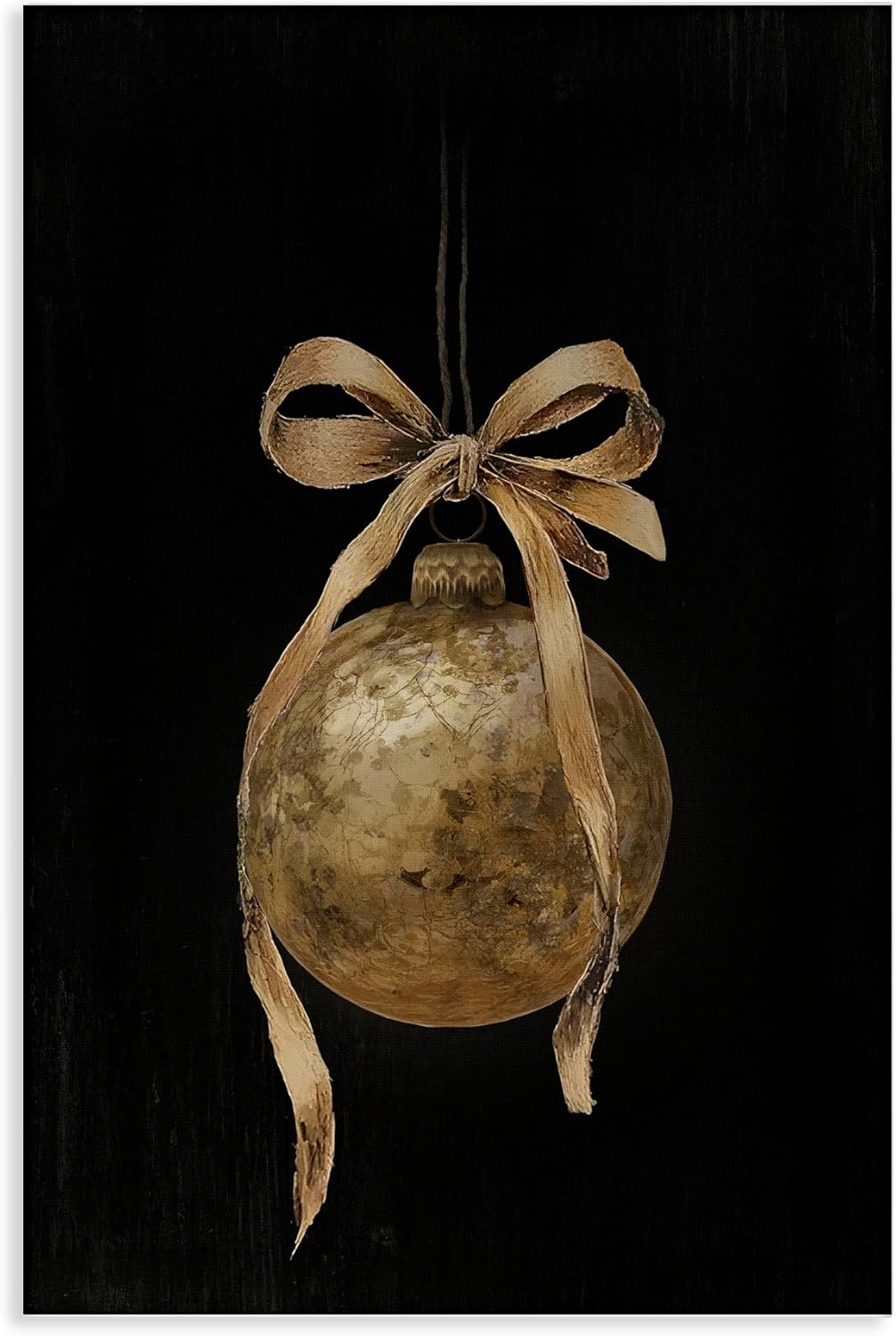 Stupell Industries Vintage Holiday Ornament on Black Canvas Wall Art Design by Lettered and Lined, 24 x 36